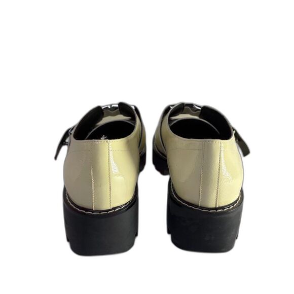 Donald J. Pliner Eames Off White Patent Leather Buckle Platform Loafer Shoes - Picture 3 of 8